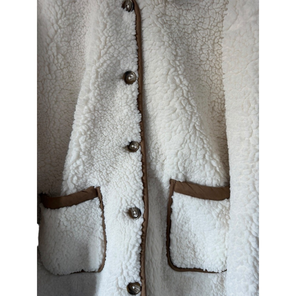 J Crew Faux Sherpa Barn Jacket Ivory Women's Size Large - Picture 9 of 12